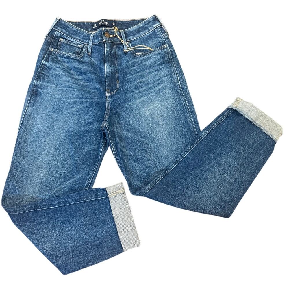 Hollister Straight Leg Jeans Size W26 L27 | Cuffed Hem | Medium Wash - NEW